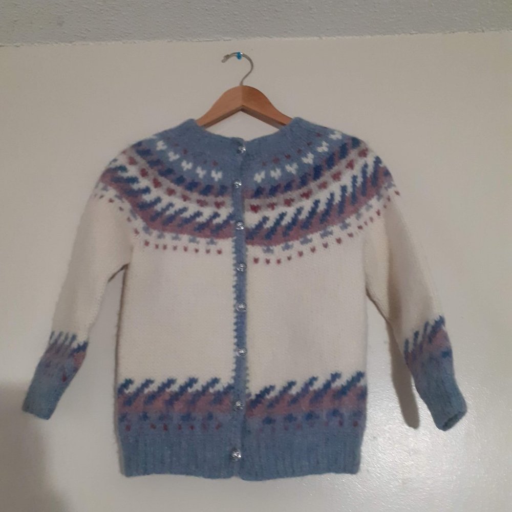 rated-40up Icelandic Lopapeysa Cardigan Warm Natural Neutral 100% Iceland Wool